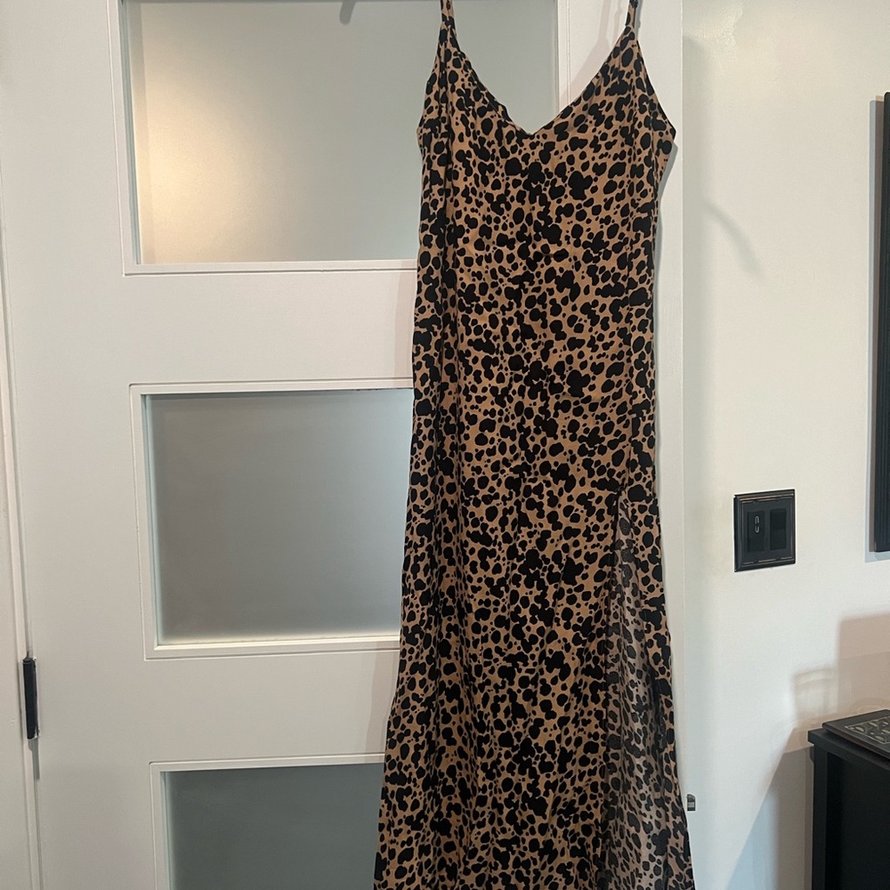 Reformation Black and Tan Maxi Dress with slit